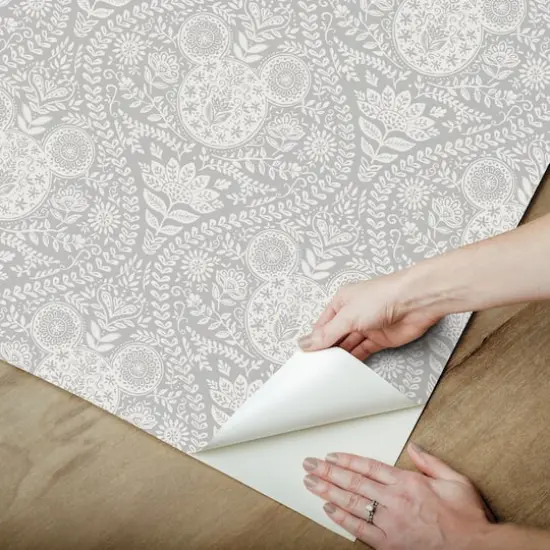 RoomMates Disney® Mickey Mouse Block Print Peel & Stick Wallpaper Grey {6}