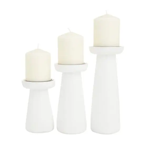 CosmoLiving by Cosmopolitan White Modern Candle Holder Set {5}
