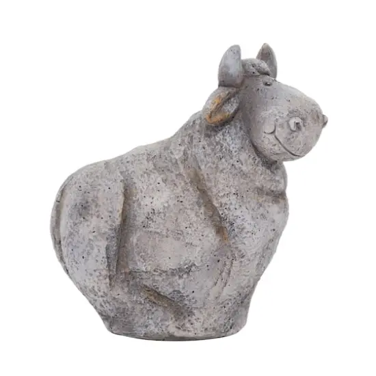 14" Gray Stone Country Cow Garden Sculpture {1}