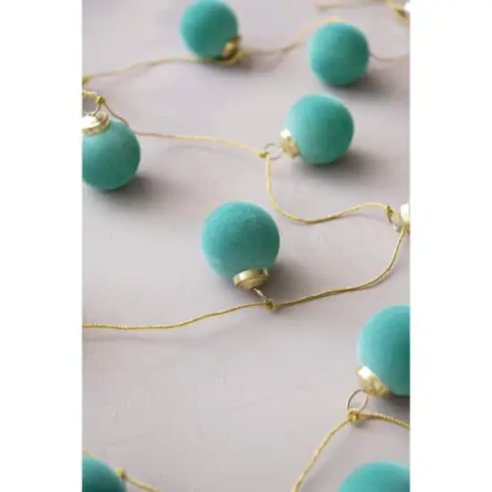 Hello Honey&reg; 6ft. Mint Flocked Glass Ball Ornament Garland {3}