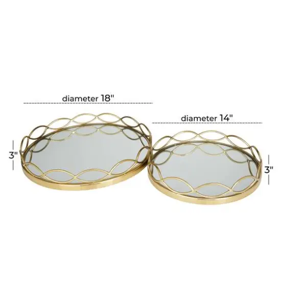 Contemporary Metal Tray Set Gold {6}