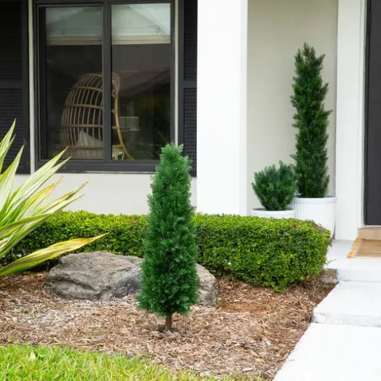 4ft. UV Resistant Artificial Cedar Plant with Integrated Ground Stake (Indoor/Outdoor) - Set of 2 {8}