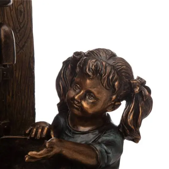 Glitzhome&reg; 25" Polyresin Boy and Girl Sculptural Outdoor Fountain {8}