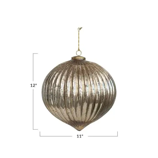 Hello Honey® 12" Gold Finish Pleated Mercury Glass Ornament {4}