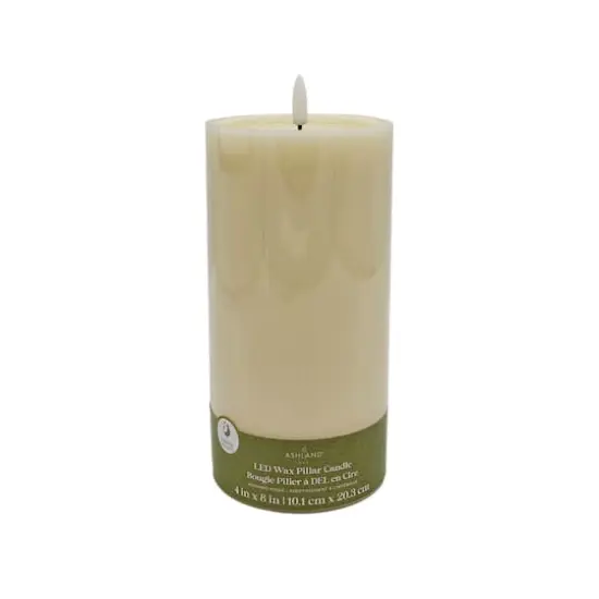 4" x 8" LED Wax Pillar Flickering Candle by Ashland&reg; Ivory {4}