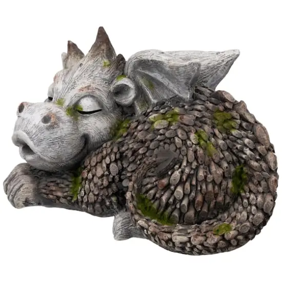 14.25" Sleeping Dragon Outdoor Garden Statue {6}