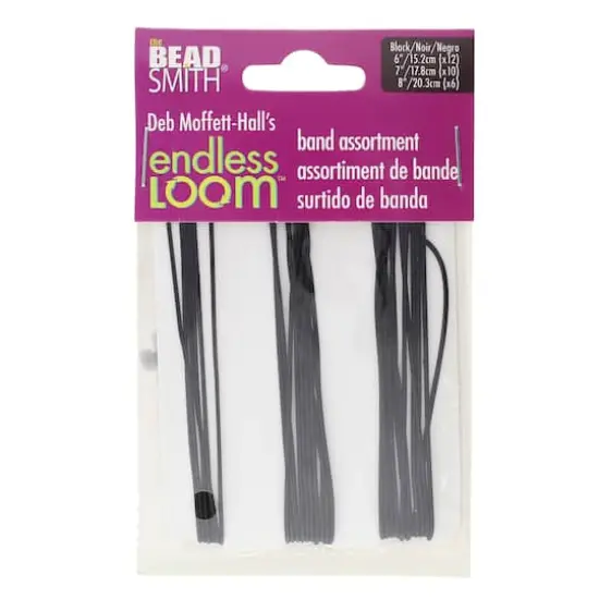 The Beadsmith&reg; Assorted Size Black Endless Loom Bands {1}