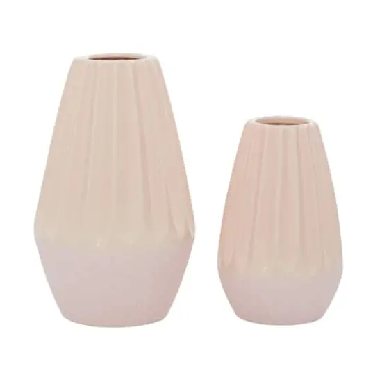Pink Ceramic Contemporary Vase Set {3}