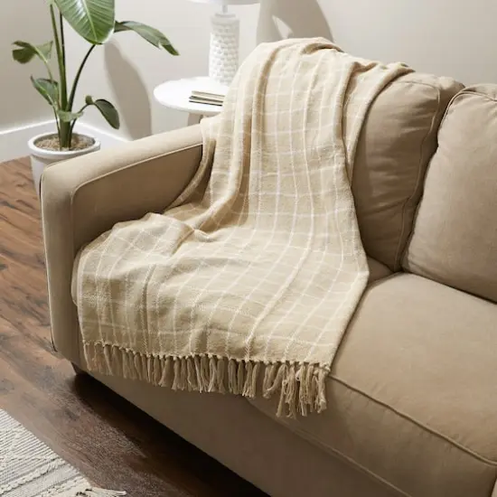 DII&reg; Checked Plaid Throw Vintage Linen {8}