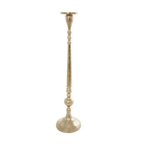 Gold Aluminum Tall Pillar Candle Holder Set {5}