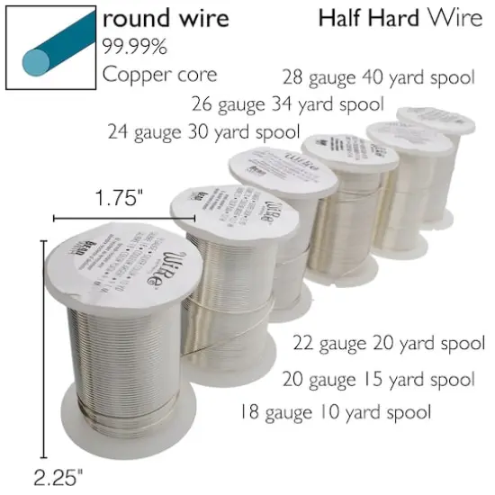The Beadsmith&reg; Wire Elements&trade; Tarnish Resistant Medium Temper Assorted Gauge Wire Spools, 12ct. Silver {8}