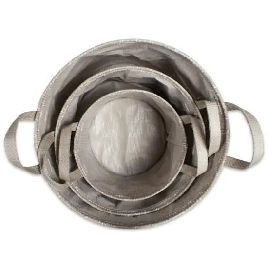 DII&reg; Round Stone & Cream Tribal Chevron PE-Coated Woven Paper Laundry Bin Set {5}