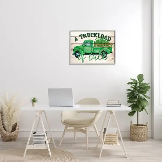 Stupell Industries Truckload Of Luck St Patrick's Day Farmhouse Framed Giclee Art Gray {3}