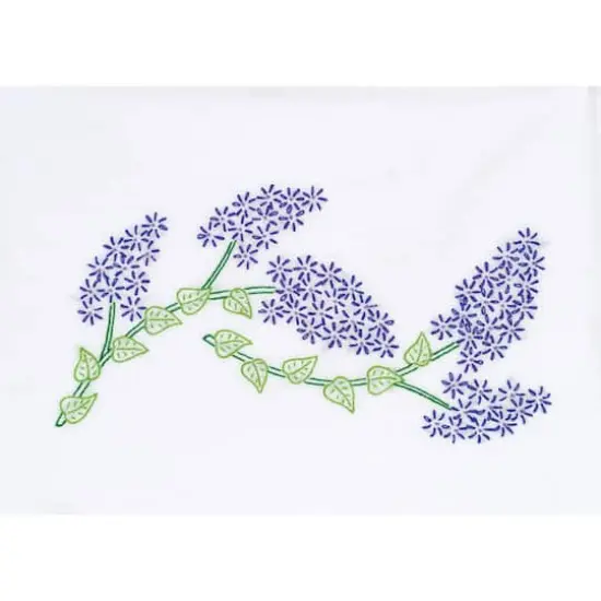 Jack Dempsey Lilacs Perle Edge Stamped For Embroidery Pillowcase Set {3}