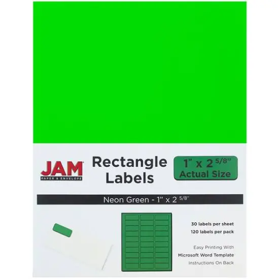JAM Paper Circular Seal & Rectangular Mailing Address Label Combo Set Neon Green {4}