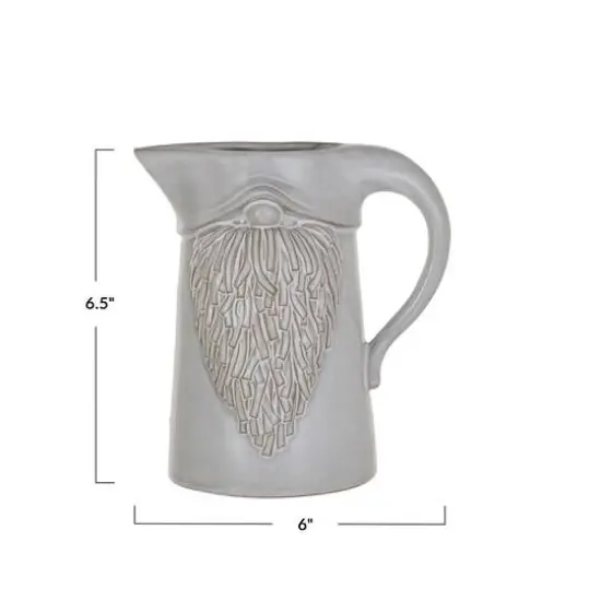 Hello Honey&reg; 1qt. White Embossed Stoneware Gnome Shaped Pitcher in Reactive Glaze {4}
