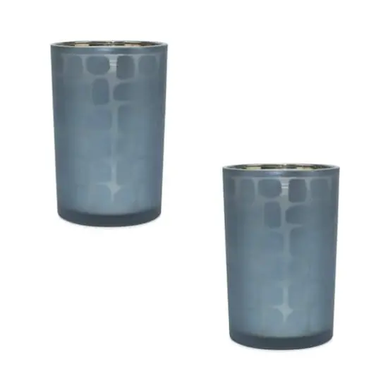 Blue Glass Candle Holder Set {1}