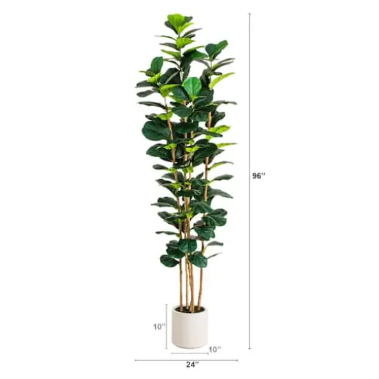 8ft. Artificial Fiddle Leaf Tree in Decorative White Planter {3}