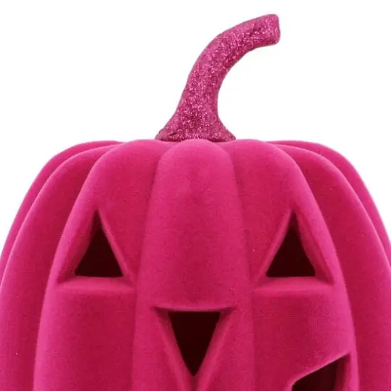 Flocked Lit Tabletop Jack-O'-Lantern by Ashland&reg; Hot Pink {4}