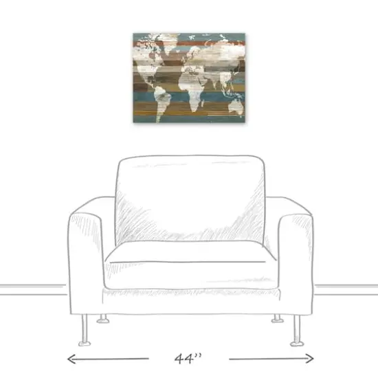 World Map Stripes 20" x 16" Canvas Wall Art {4}