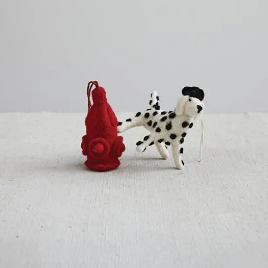 Hello Honey&reg; Handmade Wool Felt Dalmatian in Hat Ornament {3}