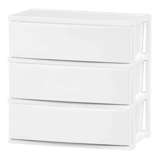 IRIS&reg; 29.5qt. White Wide 3-Drawer Stacking Chests, 2ct. {11}