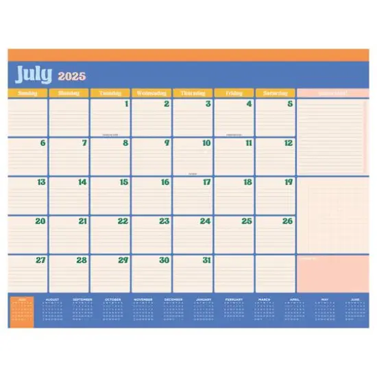July 2025 - June 2026 Large Sherbert Desk Pad Monthly Blotter Calendar {1}