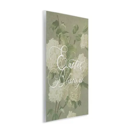 Stupell Industries Easter Blessings Sentiment Vintage White Hydrangea Florals Green Wall Plaque Art {4}