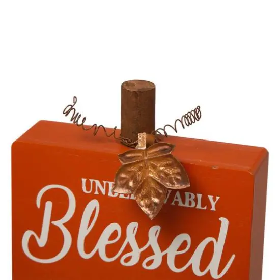 GlitzHome&reg; Fall Wooden Pumpkin Tabletop Sign Set {6}