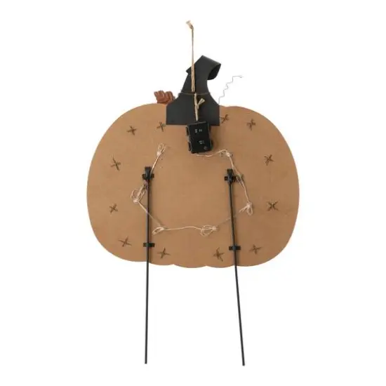 Glitzhome&reg; 30" Orange Lighted Metal Halloween Pumpkin Yard Stake {6}