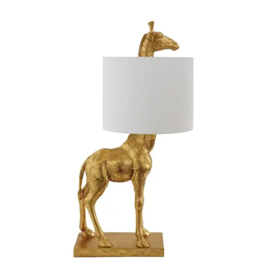 Hello Honey&reg; 27.8" Gold Giraffe Lamp with Linen Shade {1}