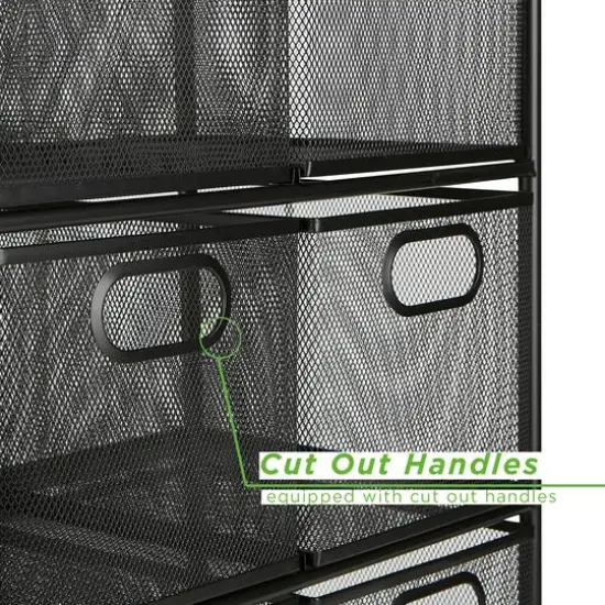 Mind Reader Black 6-Drawer Metal Rolling File Cart {7}