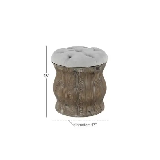 18" Chinese Fir Rustic Stool Light Gray {9}