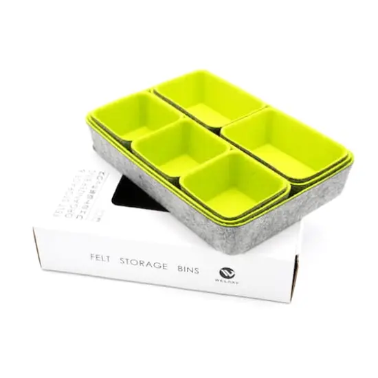 Welaxy Felt 8 Piece Drawer Organizer Tray Set Green {8}
