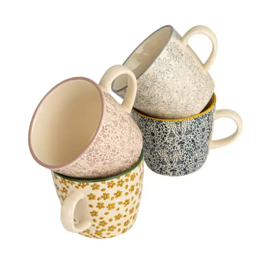 Hello Honey&reg; 5" Flower Print Stoneware Mug Set {13}