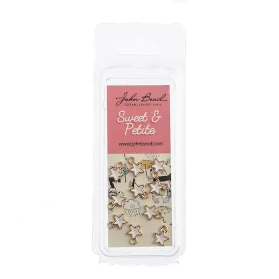 John Bead Sweet & Petite Tiny Star Charms, 10ct. White {3}