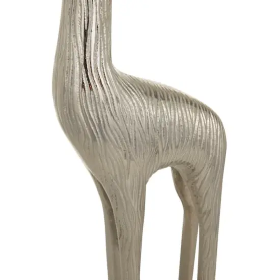 Silver Aluminum Contemporary Giraffe Sculpture Set {4}