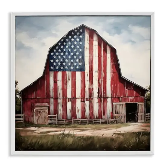 Stupell Industries Americana Barn View Framed Giclee Art White {1}