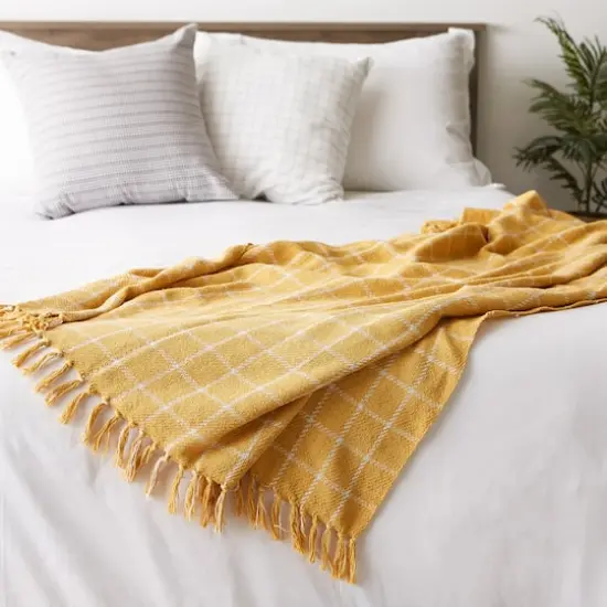 DII&reg; Checked Plaid Throw Honey Gold {7}
