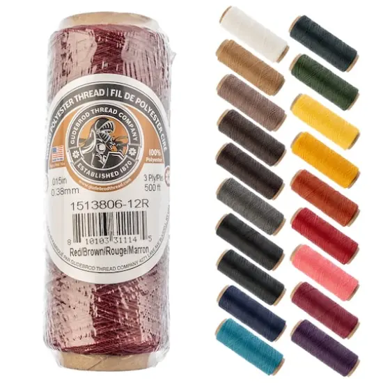 Gudebrod 0.015" 3 Ply Waxed Thread, 500ft. Red Brown {1}