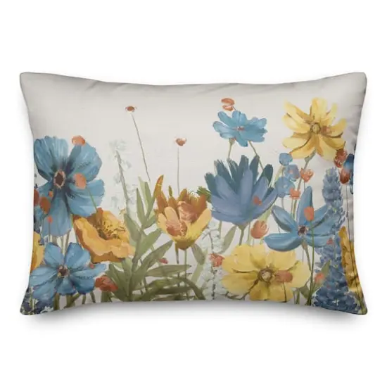 Field Of Happy Flowers 20" x 14" Throw Pillow {1}