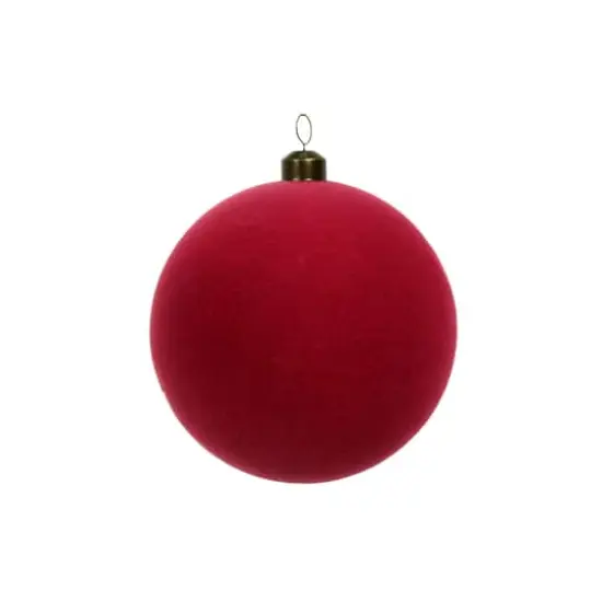 4 Pack 3.8" Flocked Shatterproof Ball Ornaments by Ashland&reg; Fuchsia {3}