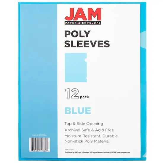 JAM Paper 9" x 11.5" Plastic Sleeve Page Protectors, 12ct. Blue {5}