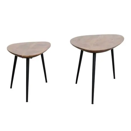 Hello Honey® Mid-Century Modern Wood & Metal Organic Shaped Nesting Table Set {7}