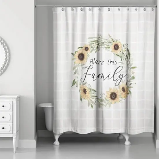 Wreath with Sunflowers and Plaid Family 71" x 74" Shower Curtain {1}