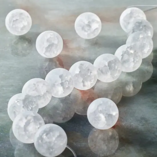 White Matte Crackled Quartz Round Beads, 12mm by Bead Landing&trade; {3}