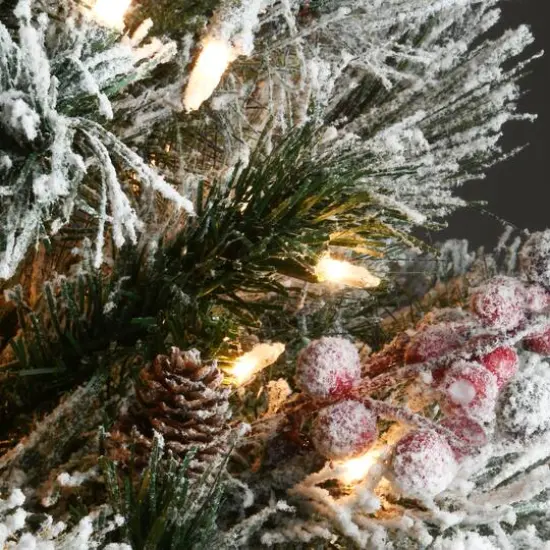 4.5ft. Pre-Lit Snowy Bedford Pine Artificial Christmas Tree, Clear Lights {4}