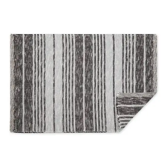 DII&reg; Variegated Stripe Handwoven Recycled Yarn Rug, 2ft. x 3ft. Black {4}