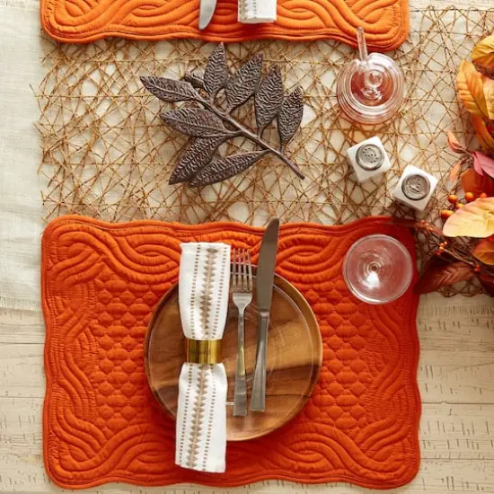 DII&reg; Quilted Farmhouse Placemats, 6ct. Pumpkin Spice {5}