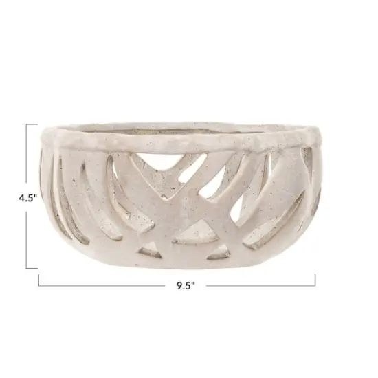 Hello Honey® 9.5" Cream Speckled Reactive Glaze Stoneware Bread Basket {5}